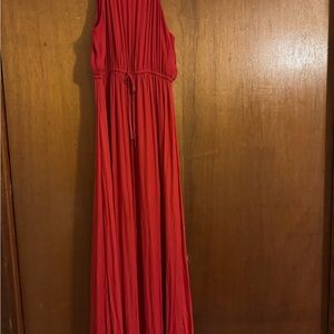 Forever 21 red drawstring maxi dress with a haltertie back